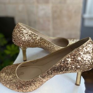 Gold glittery Unisa high heels, size 7.5